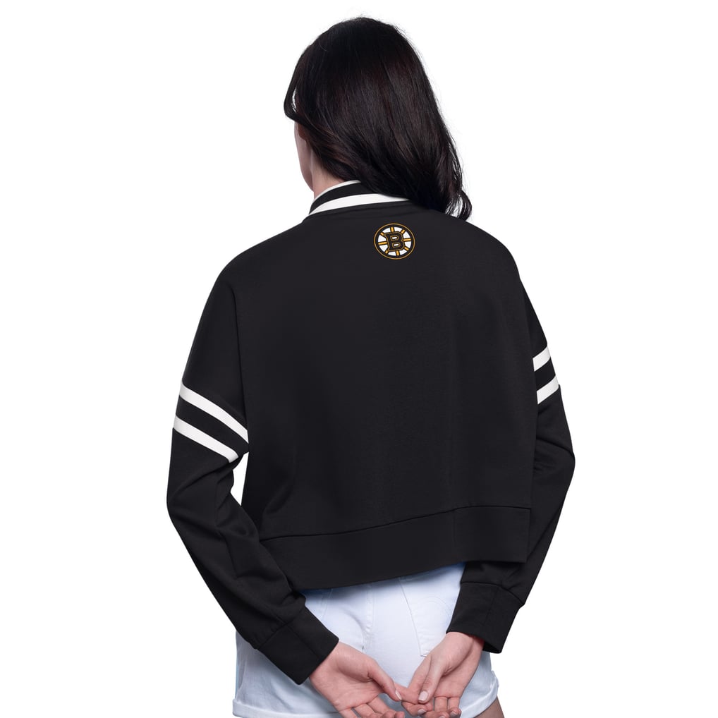  Boston Bruins Starter Women's Power Play Cropped Pullover Sweatshirt - Black